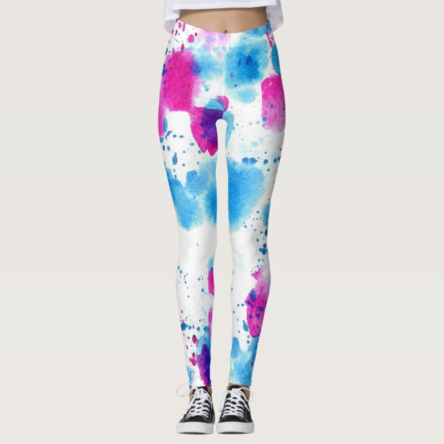 Grunge Stains Watercolor Struktur Leggings (Framsida)