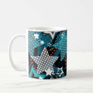 Grunge star mönster, lekfull barndesign. kaffemugg