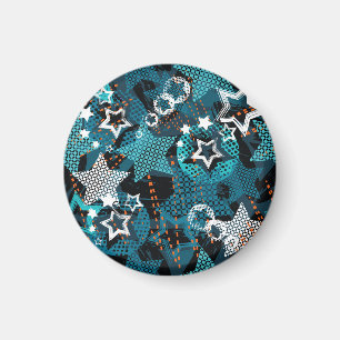 Grunge star mönster, lekfull barndesign. magnet