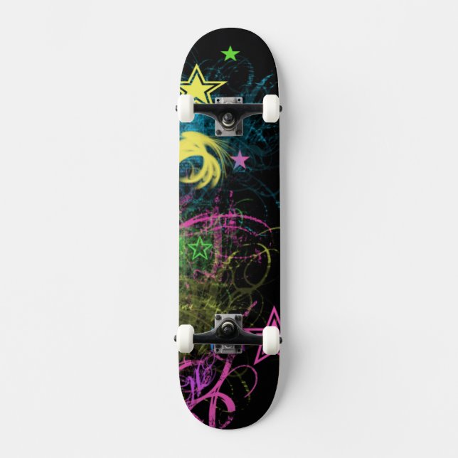 Grunge Stars flerfärgat Skateboard Bräda 19,5 Cm (Framsida)