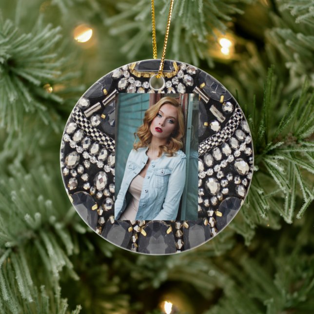 grunge steampunk art deco black silver bohemian julgransprydnad keramik (Träd)