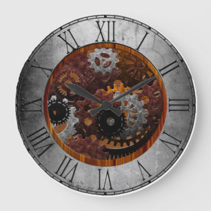 Grunge Steampunk Clocks och Gears Stor Klocka