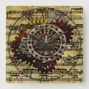 Grunge Steampunk tar tid på och utrustar Fyrkantig Klocka