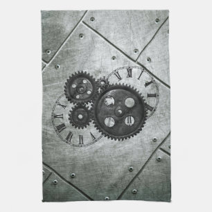 Grunge Steampunk tar tid på och utrustar Kökshandduk
