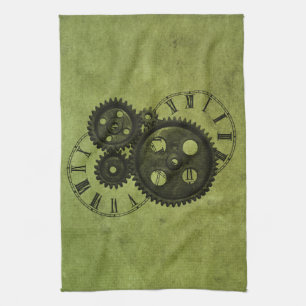 Grunge Steampunk tar tid på och utrustar Kökshandduk