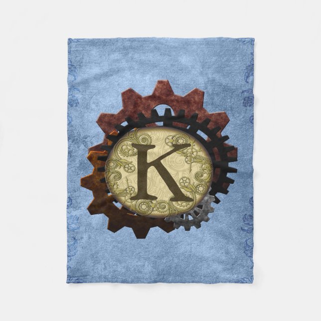 Grunge Steampunk utrustar Monogrambrev K Fleecefilt (Framsidan)