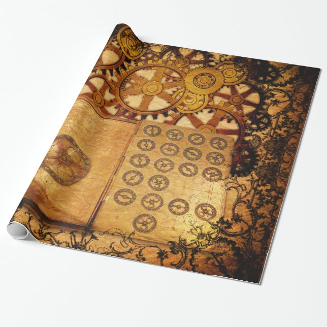 Grunge Steampunk utrustar Presentpapper (Utrullad)