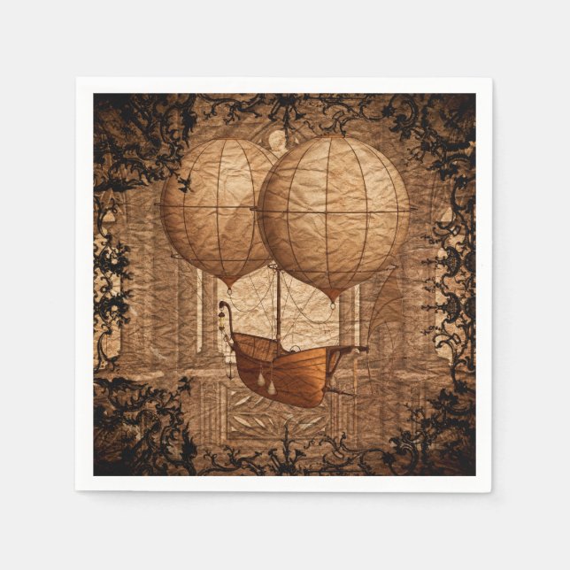 Grunge Steampunk Victorian Airship Pappersservett (Framsidan)