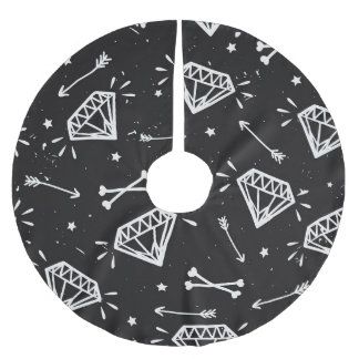 Grunge sten: diamanter, ben mönster. julgransmatta borstad polyester