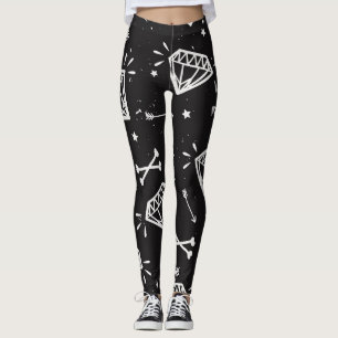Grunge sten: diamanter, ben mönster. leggings