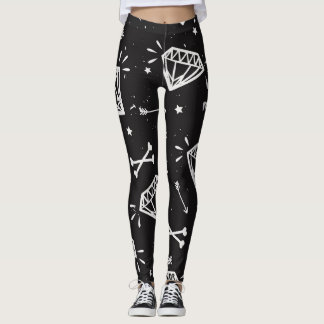 Grunge sten: diamanter, ben mönster. leggings