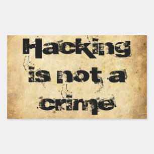 Grunge Sticker "Hacking is not crime" Rektangulärt Klistermärke