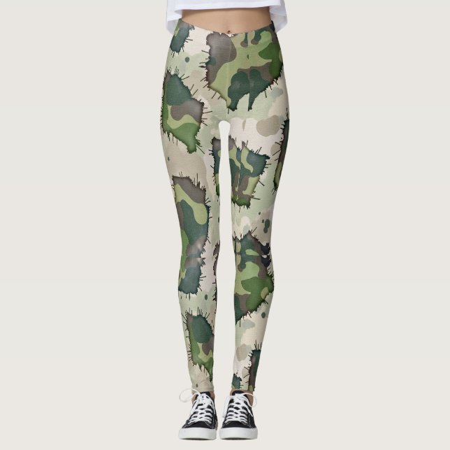 Grunge Stil Camouflage Seamless Mönster Stil Leggings (Framsida)