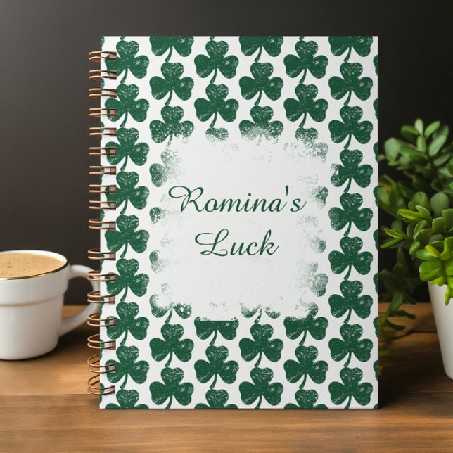 Grunge-Stil Irish Klöver personlig Anteckningsbok (Grunge-Style Irish Clover personalized Notebook)