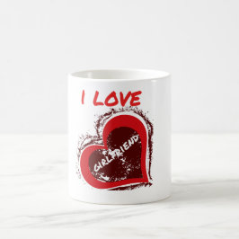 Grunge stil Jag älskar min flickvän hjärta design Kaffemugg