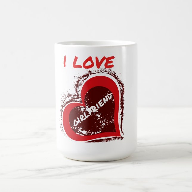 Grunge stil Jag älskar min flickvän hjärta design Kaffemugg (Center)