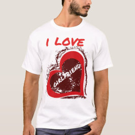 Grunge stil Jag älskar min flickvän hjärta design T Shirt