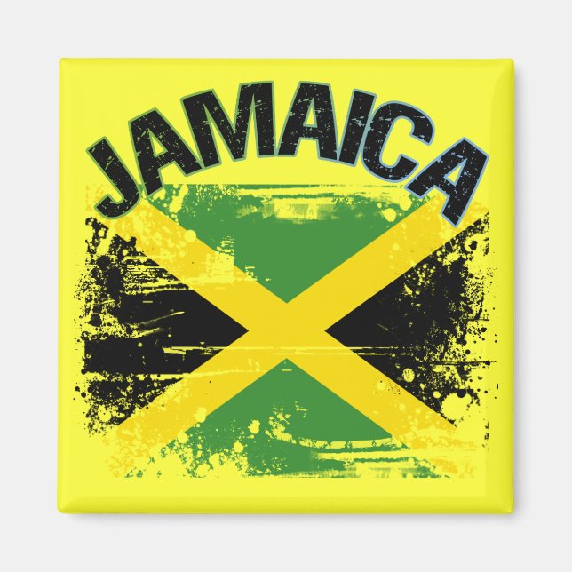 Grunge Stil Jamaica Flagga Design Magnet (Framsidan)