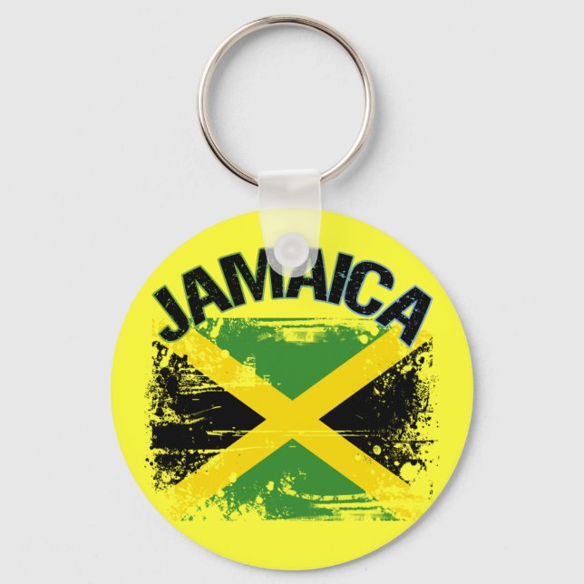 Grunge Stil Jamaica Flagga Design Nyckelring (Framsida)