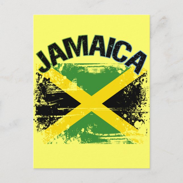 Grunge Stil Jamaica Flagga Design Vykort (Framsida)