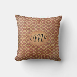 Grunge stil monogram kastkudde Rost / Guld Kudde