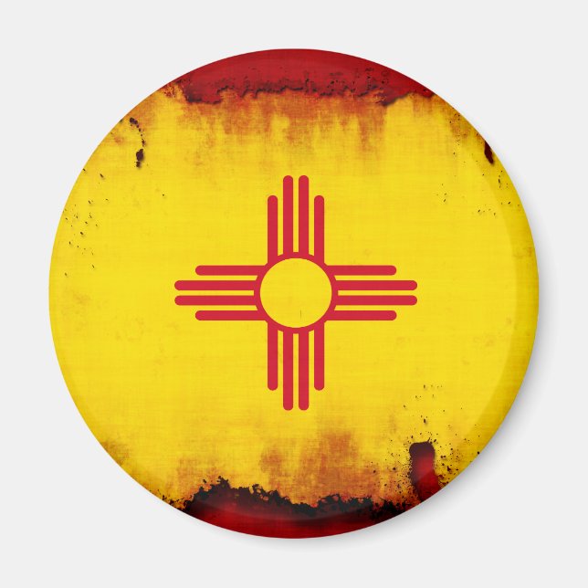 Grunge Stil New mexico Flagga Magnet (Framsidan)