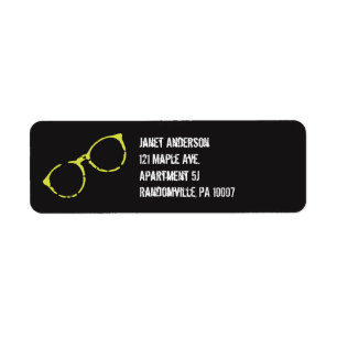 Grunge Stil Retro Glasses Black & Lime Green Returadress Etikett