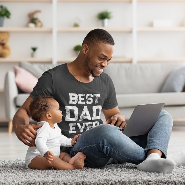 Grunge Stil Typography Best Pappa varje T Shirt (Grey and White Typography for Father's Day)