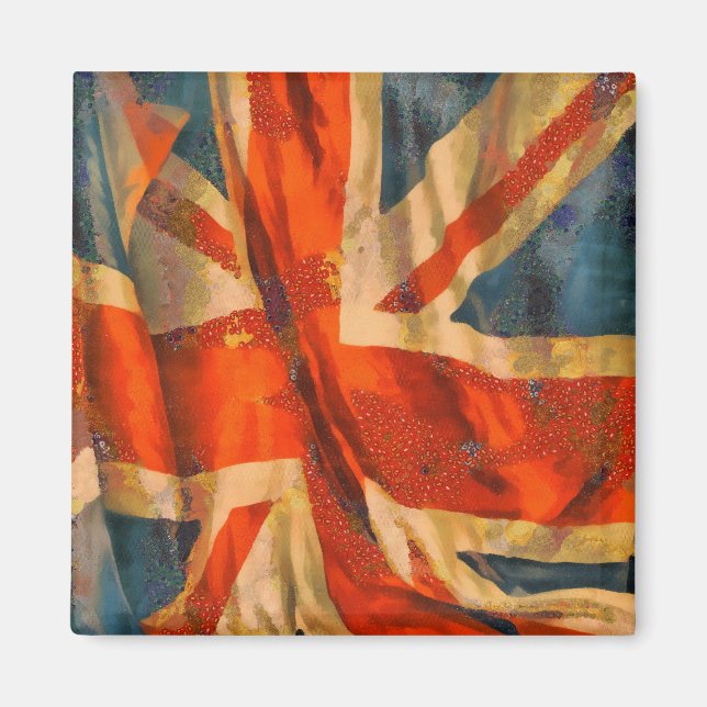 Grunge Stil Union Jack British Flagga Illustration Magnet (Framsidan)