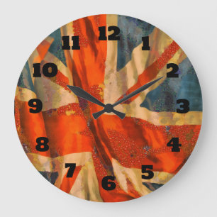 Grunge Stil Union Jack British Flagga Illustration Stor Klocka