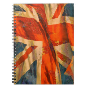 Grunge Stil Union Jack British Flagga Wave Anteckningsbok