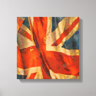 Grunge Stil Union Jack British Flagga Wave Canvastryck