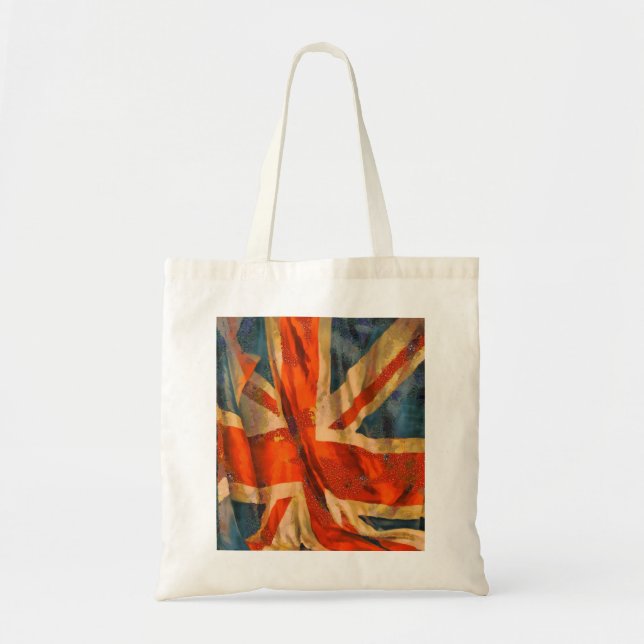 Grunge Stil Union Jack British Flagga Wave Tygkasse (Framsidan)