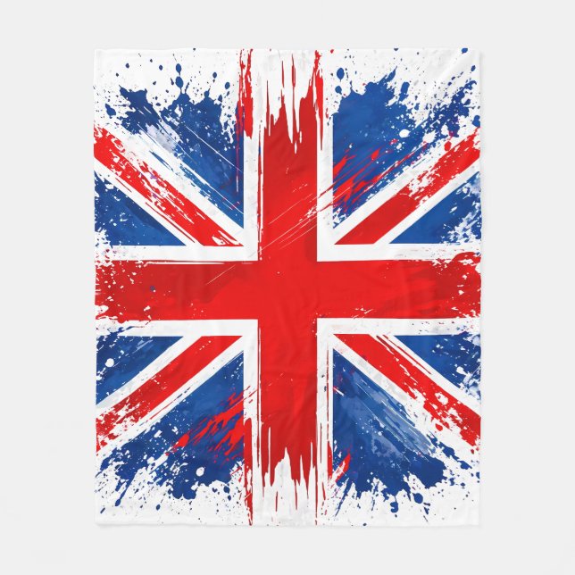 Grunge Storbritannien Flagga Kastfiltar Fleecefilt (Framsidan)