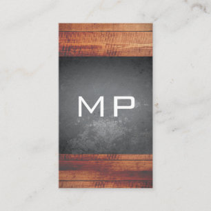 Grunge Struktur Rustic Wood Monogram Visitkort