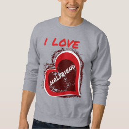 Grunge Style I Love My Girlfriend Heart Design Lång Ärmad Tröja