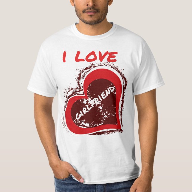 Grunge Style I Love My Girlfriend Heart Design T Shirt (Framsida)