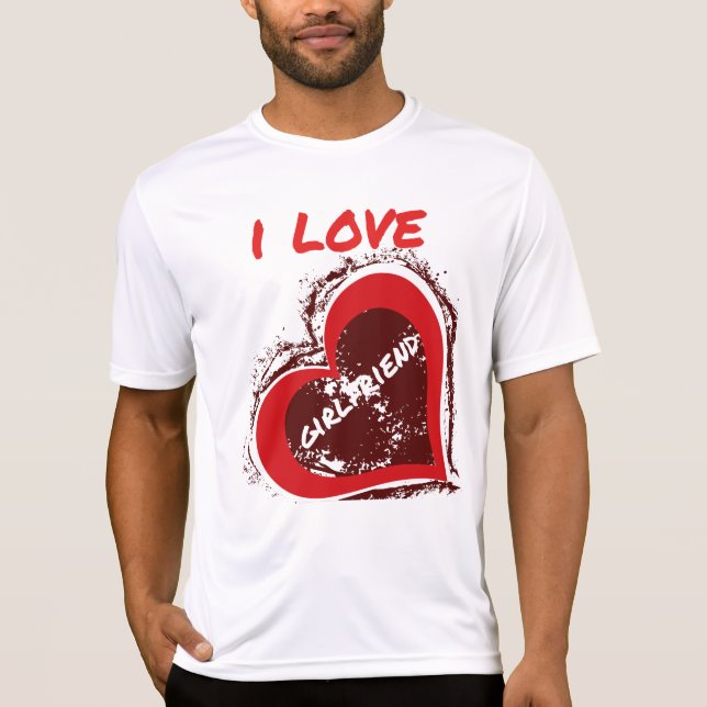 Grunge Style I Love My Girlfriend Heart Design T Shirt (Framsida)