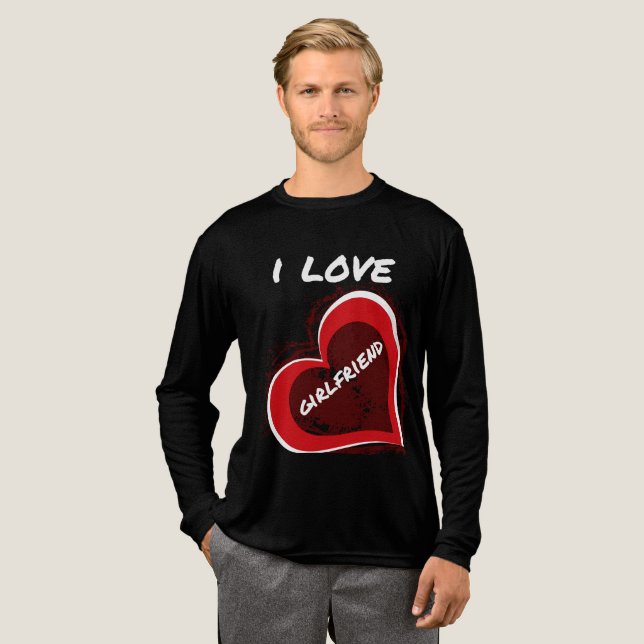 Grunge Style I Love My Girlfriend Heart Design T Shirt (Hel framsida)