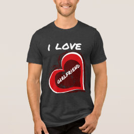 Grunge Style I Love My Girlfriend Heart Design T Shirt