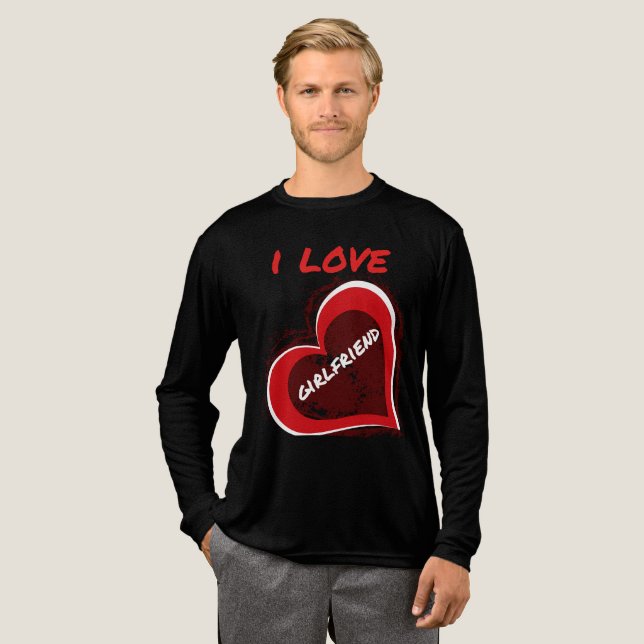 Grunge Style I Love My Girlfriend Heart Design T Shirt (Hel framsida)