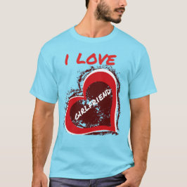 Grunge Style I Love My Girlfriend Heart Design T Shirt