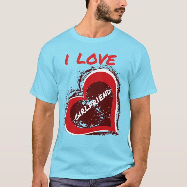 Grunge Style I Love My Girlfriend Heart Design T Shirt (Framsida)