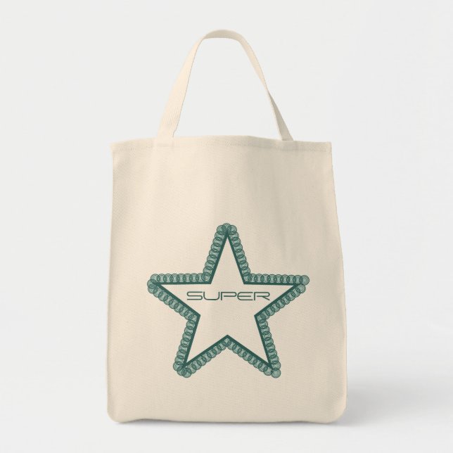 Grunge Superstar Bag, Teal Tygkasse (Framsidan)