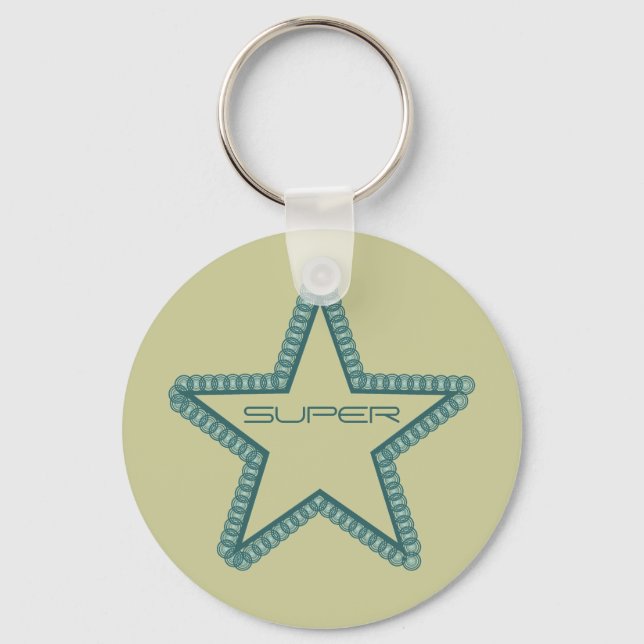 Grunge Superstar Keychain, Teal Nyckelring (Framsida)