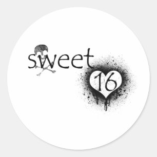 Grunge "Sweet 16"-design Runt Klistermärke
