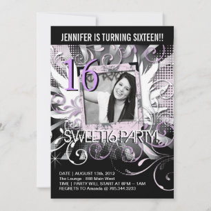 Grunge Sweet sixteen Inbjudan