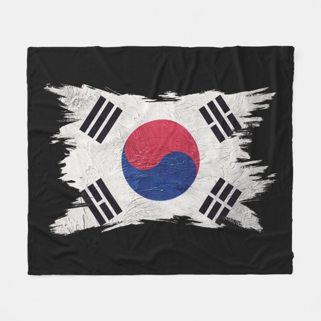 Grunge Sydkorea flagga, Penseldrag, Sydkorea Fleecefilt (Framsidan (Horisontell))