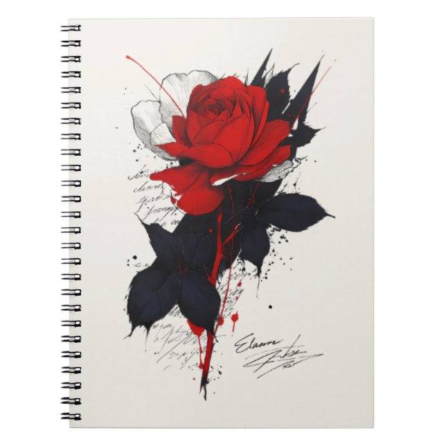Grunge Tattoo Rose Anteckningsbok (Framsidan)