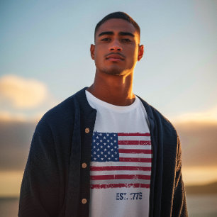 Grunge Text och American Flagga T Shirt